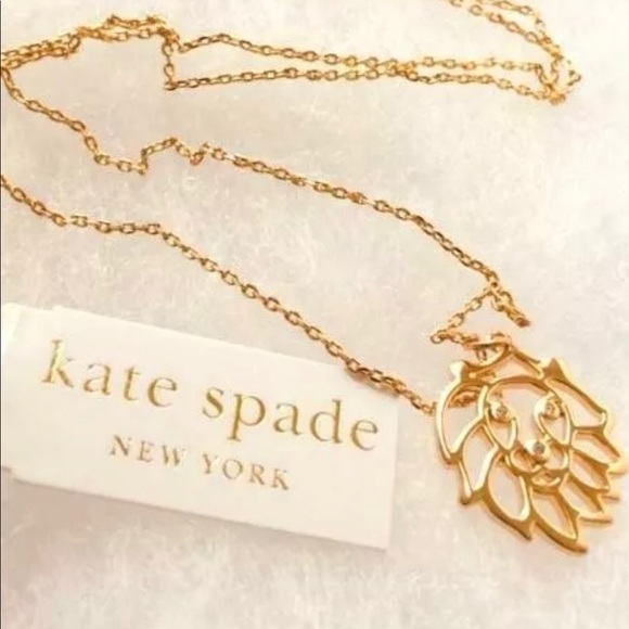 KATE ♠️SPADE 16K GOLD PL LEO LION PENDANT NWT NIB - Picture 2 of 4